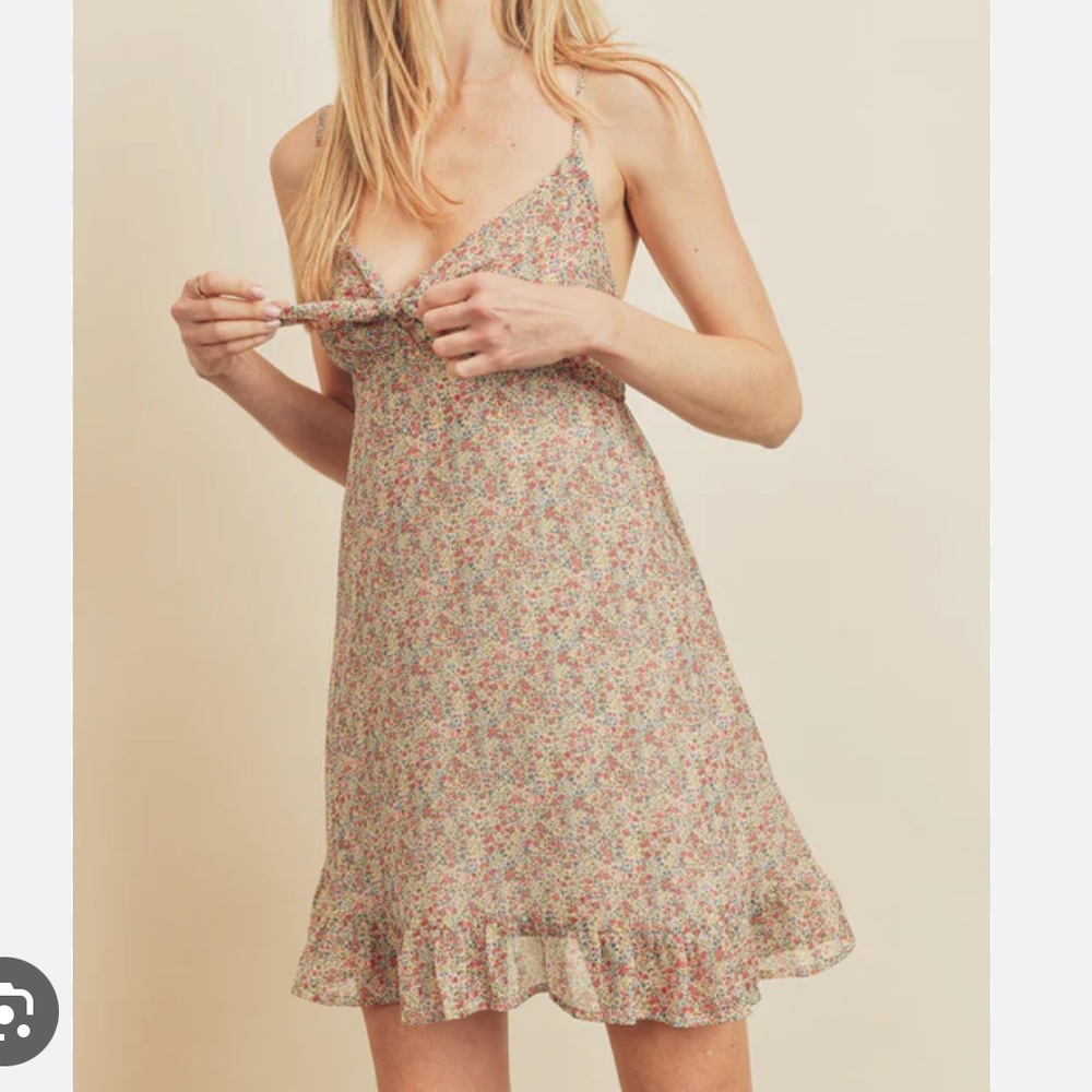 Floral tie front mini dress